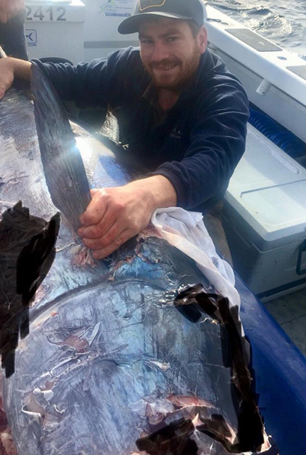 ANGLER: charter SPECIES: Southern Bluefin Tuna WEIGHT: 130kg LURE: 8.5" JB Little Smoking Gun.